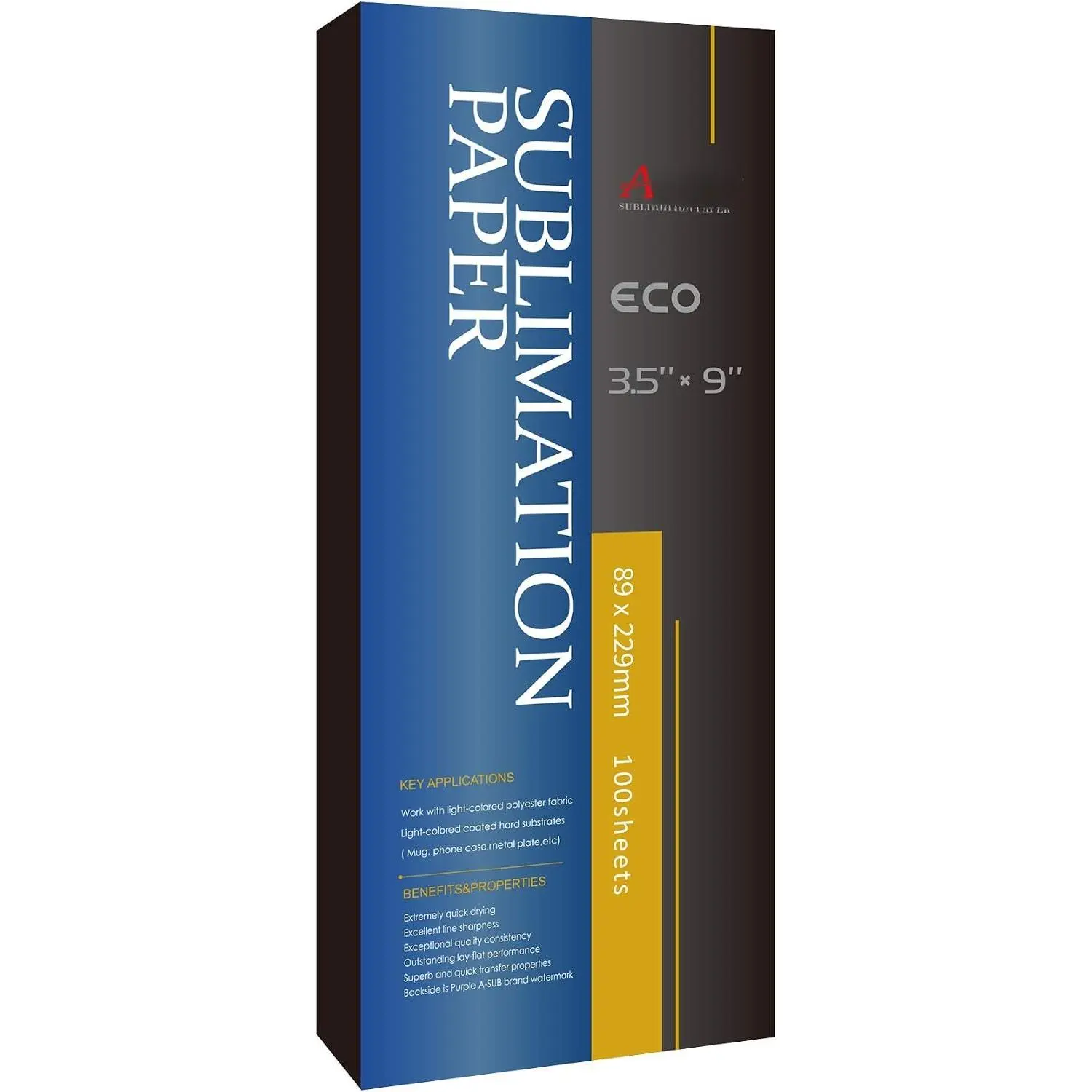 Sublimation Paper 3.5x9 Inch, 125gsm | 100 Sheets, Compatible with Inkjet Printer with Sublimation Ink, for DIY Gifts, Shirts, Craft Blanks