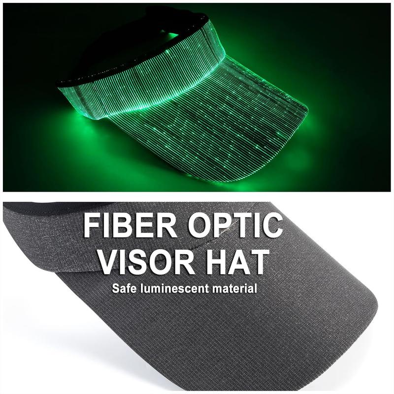 LED Hat, Sun Visor Hat Light Up Cap with 7 Colors for Women Unisex with Elastic Fit Running Tennis Golf Visors (Black)