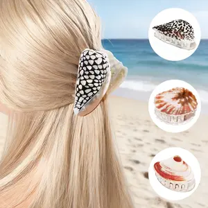 Women'S Seashell Acetate Claw Clips - Hair Clips, Hair Claw Clips, Hair Clip Pliers, And Hair Styling Tools, Suitable for Beach Vacations And Parties, Making Them The Perfect Gift for Her
