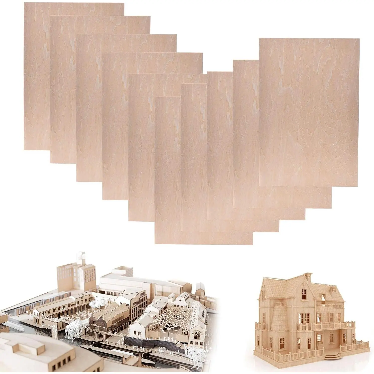 10 Pack Basswood Sheet, 1/16 X 8 X 12 Inch Thin Plywood  Sheets for Crafts