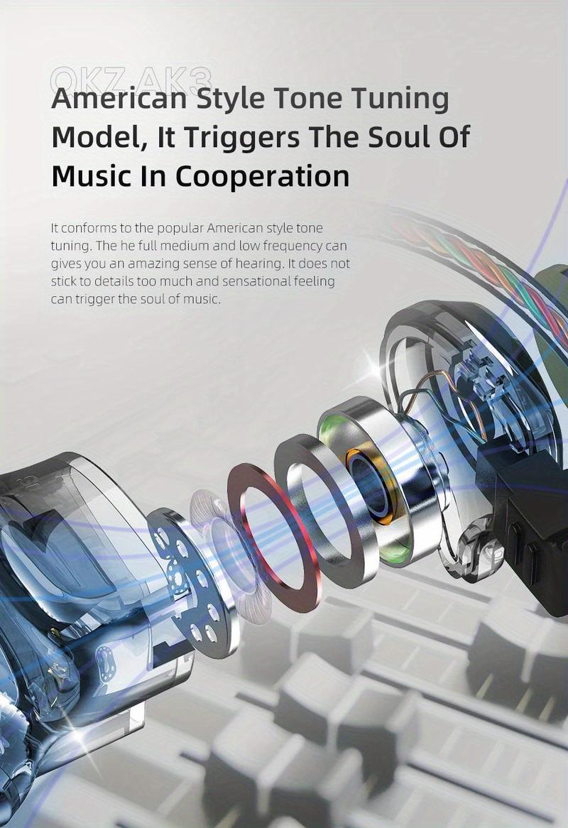 QKZ-AK3/AK6 Wired In-Ear Earphones with Mic – HiFi Subwoofer, Noise Cancelling, 3D Stereo Sound for Gaming, Sports & Gym