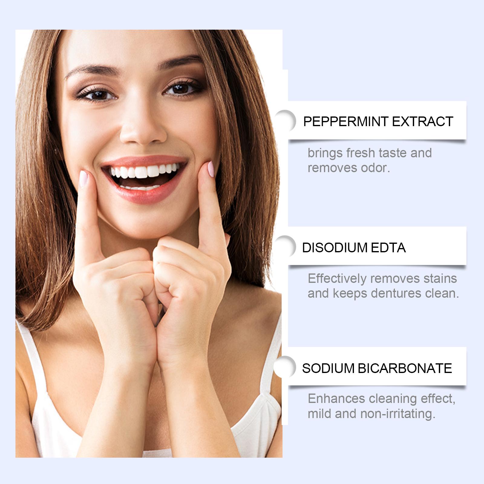 Oralhoe Denture Cleaning Effervescent Tablets with Lemon & Mint Extracts for Fresh Breath Stain Removal & Bacteria Killing 12 Pieces tooth repair kit whiten session interdental filling fake teeths instant confidence perfect smile gems enhances aesthetic