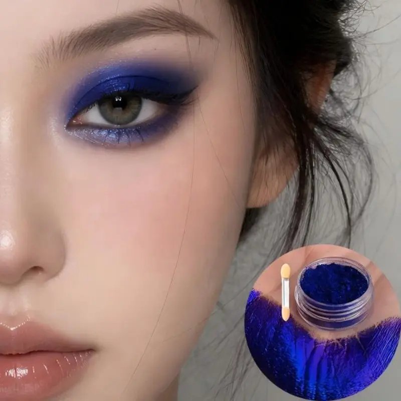 Vibrant Blue Metallic Eyeshadow Powder High Shine Glitter Pigment for Party Holiday Eye Makeup, Glossy Finish, (0.5g/bottle)
