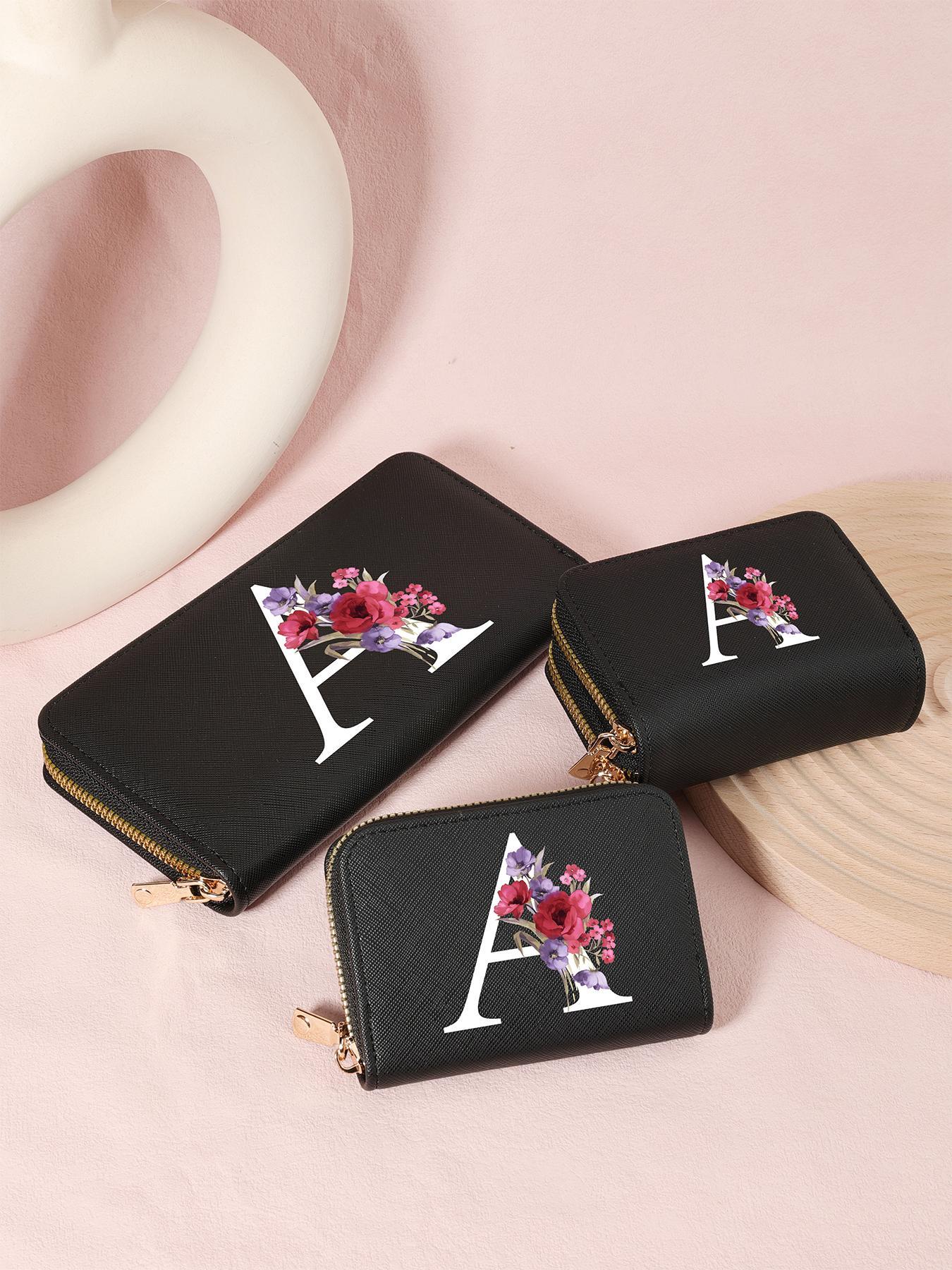 Women's Floral & Letter Pattern Wallet, Fashionable Zipper Card Holder, Casual Versatile Wallet for Daily Use