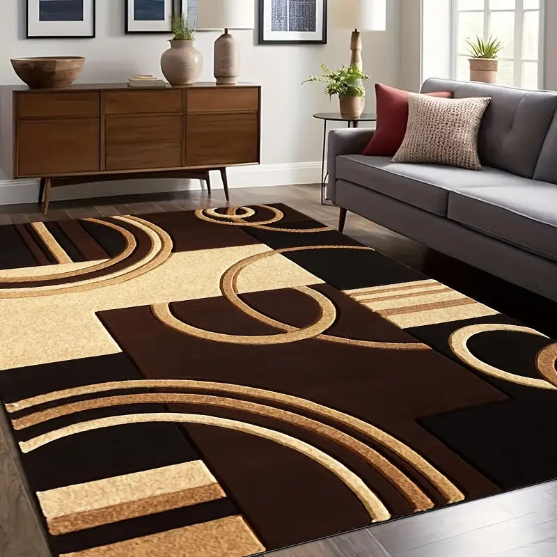 YANYANAN-1 Piece Modern Abstract Rug, Geometric Swirl Crystal Velvet, Machine Washable Non-Slip Area Rug for Living Room, Bedroom, Bathroom, Bedside, Indoor/Outdoor Entryway & Door Mat - Home Decor Accent