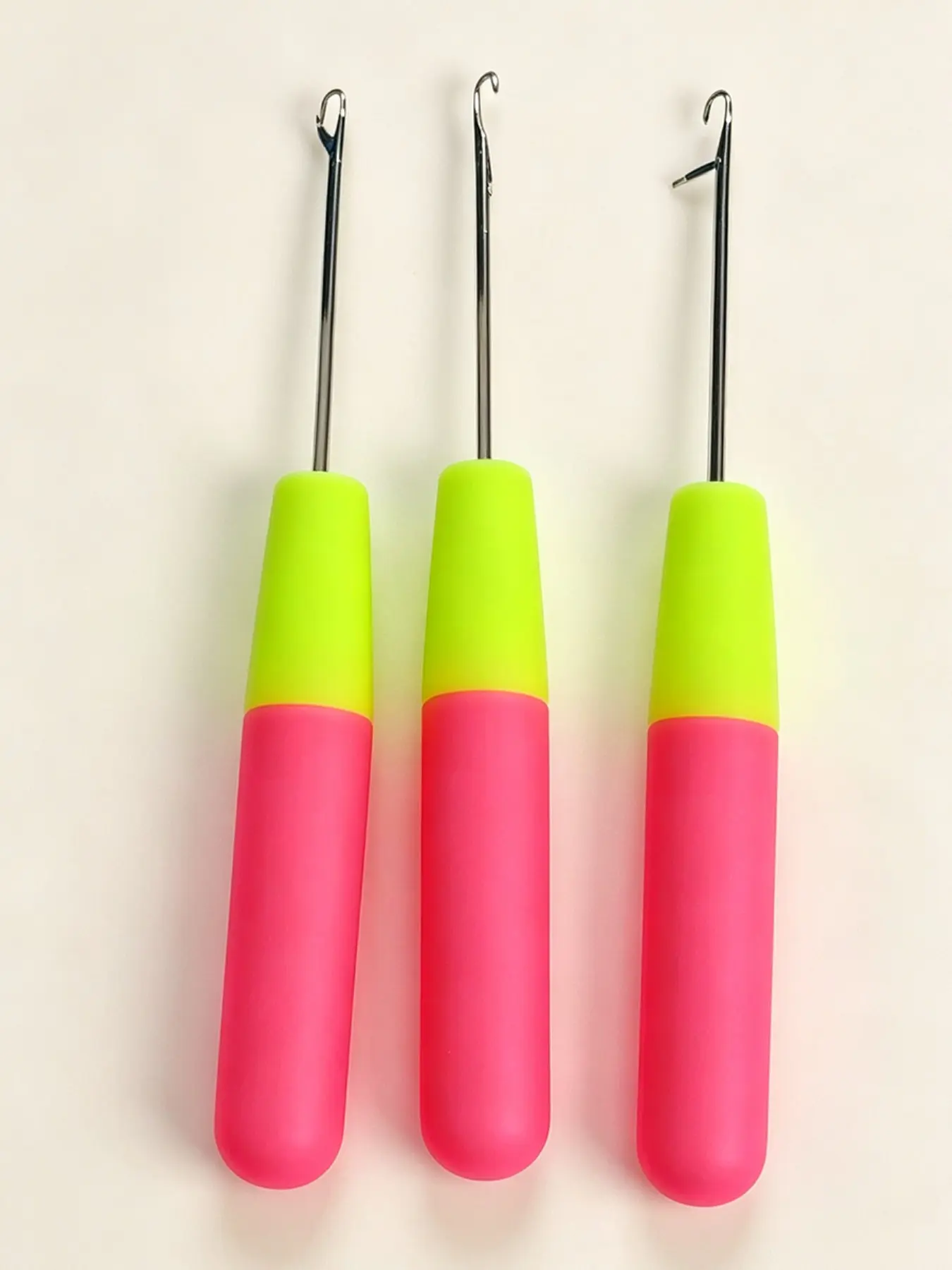 3Pcs Dreadlock Interlocking Needle, Soft Non‑Slip Handle Crochet Hook Needle, Stainless Steel Hair Braiding Tool For Dreadlocks Crochet Braid Hair Extension Making
