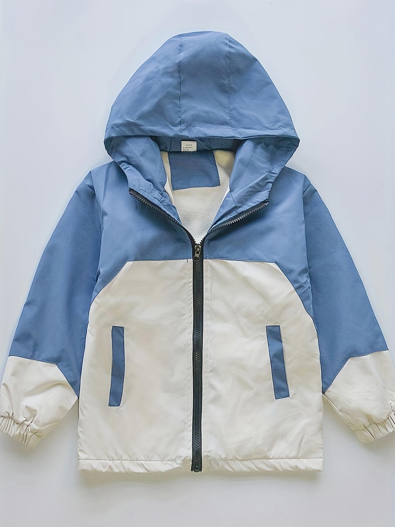 NewBoys' Fleece-Lined Windbreaker Jacket for Older Kids, a New Style for Spring And Autumn 2024, Trendy Casual Wear