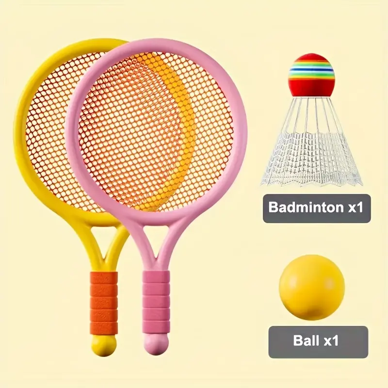 Badminton Racket & Shuttlecock Set - Set Includes Racket, Indoor/Outdoor Sports Equipment, School Games Essential, Educational Gift (Red/Yellow Shuttlecocks)