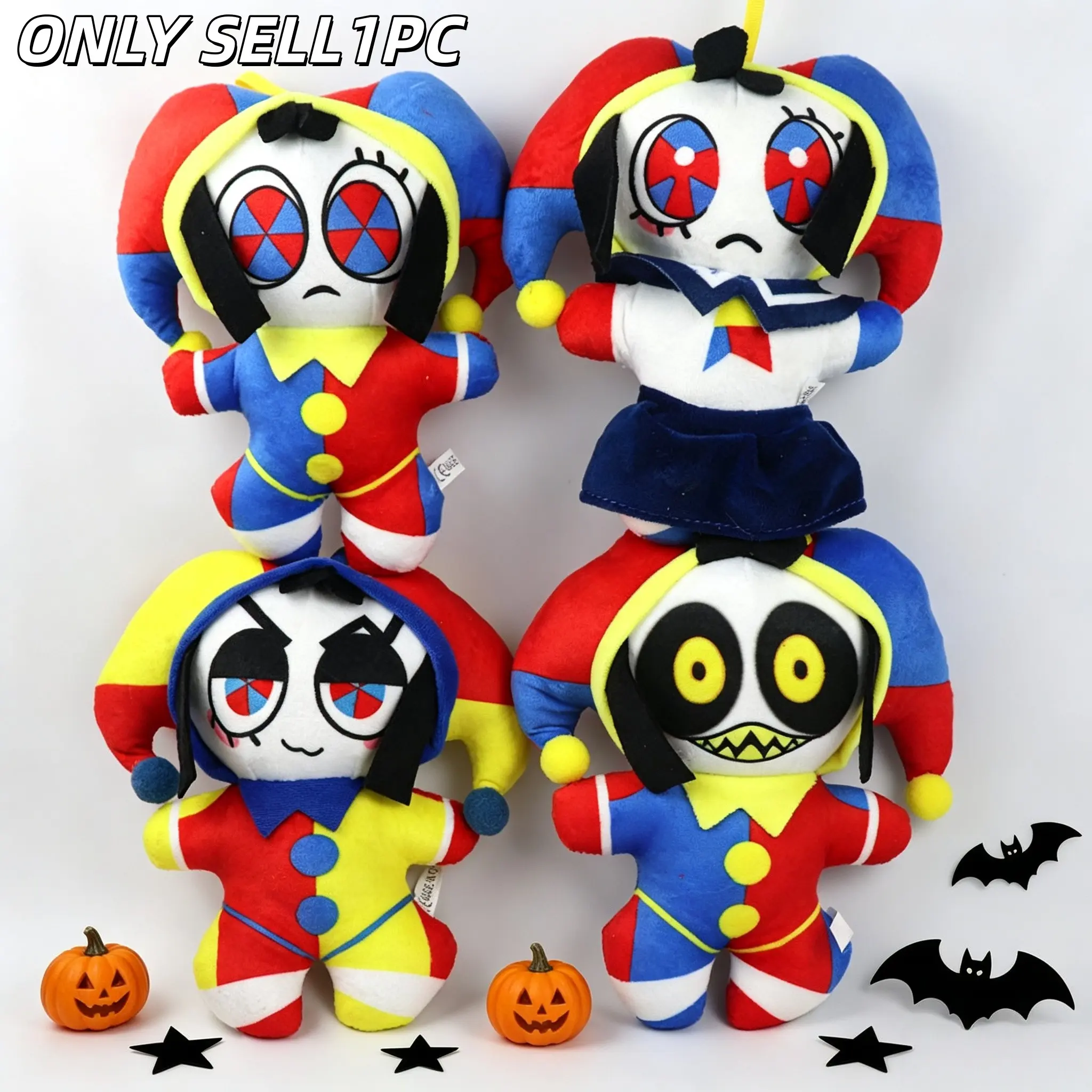 1PC Multi-style Clown Plush Dolls, Spooky Clown Soft Huggable Stuffed Toys from The Amazing Digital Circus, Halloween Party Decorations, Holiday Gifts
