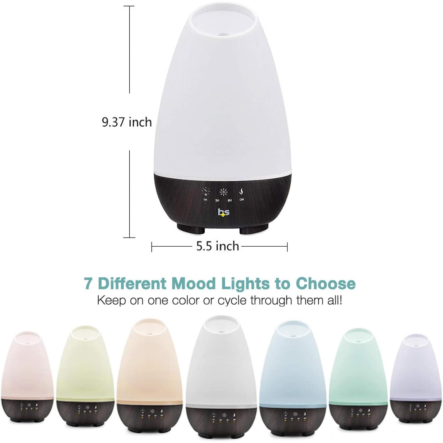 500ml Essential Oil Diffuser & Cool Mist Humidifier – Adjustable Timer, 7 LED Colors, FSA/HSA Eligible, for Large Rooms, White