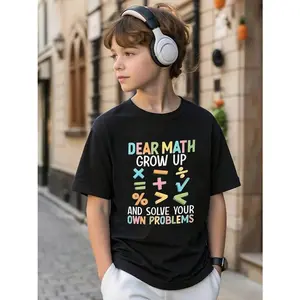 ' Funny Math Joke T-Shirt - "Dear Math Grow Up & Solve Your Own Problems" Short Sleeve Tee for Kids 3-13 Years, Back to School & Halloween Outfits, Math-Themed Gift for Students (Ages 8+, 10, 12)