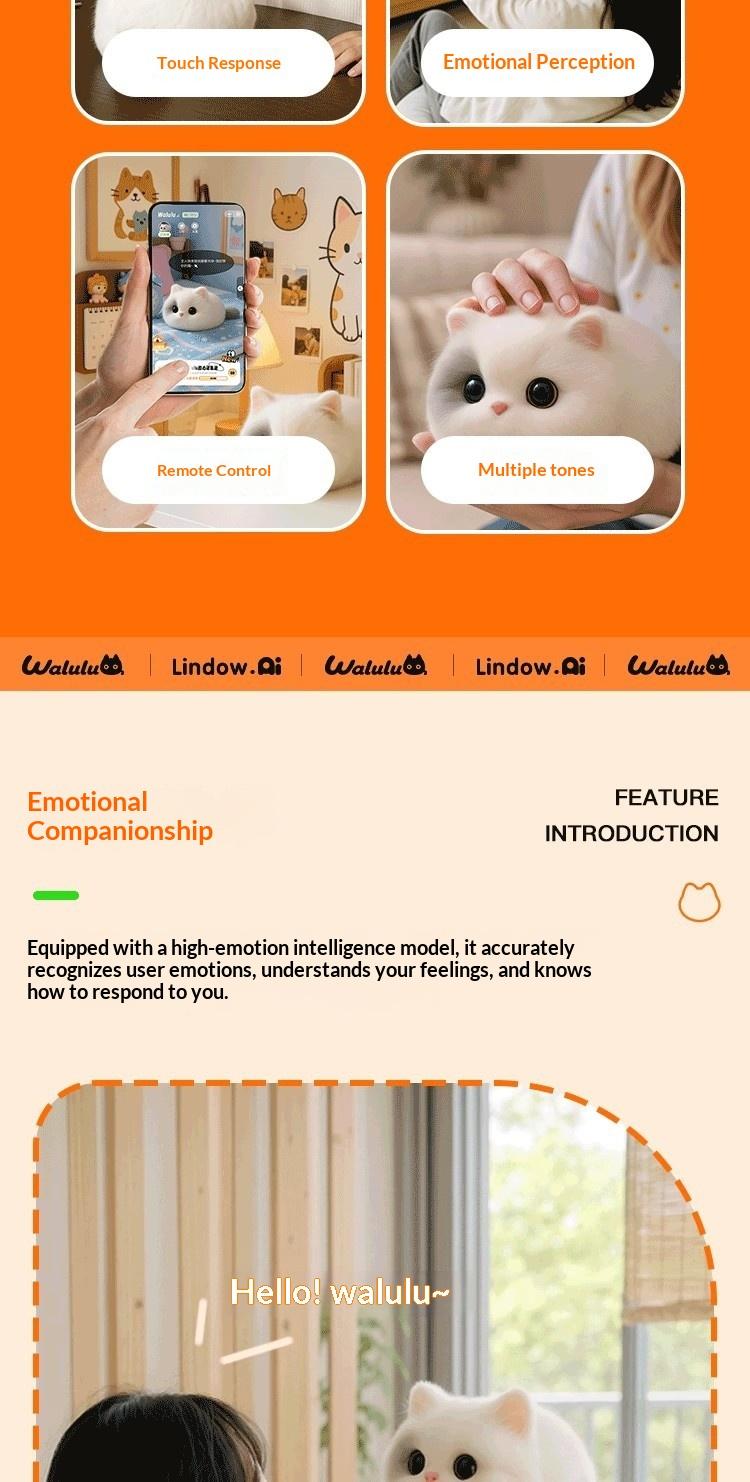 WALULU Cat AI Talking Toy Emotional Companion Plush Doll Children Trendy Gift Electronic Pet Interactive Plaything