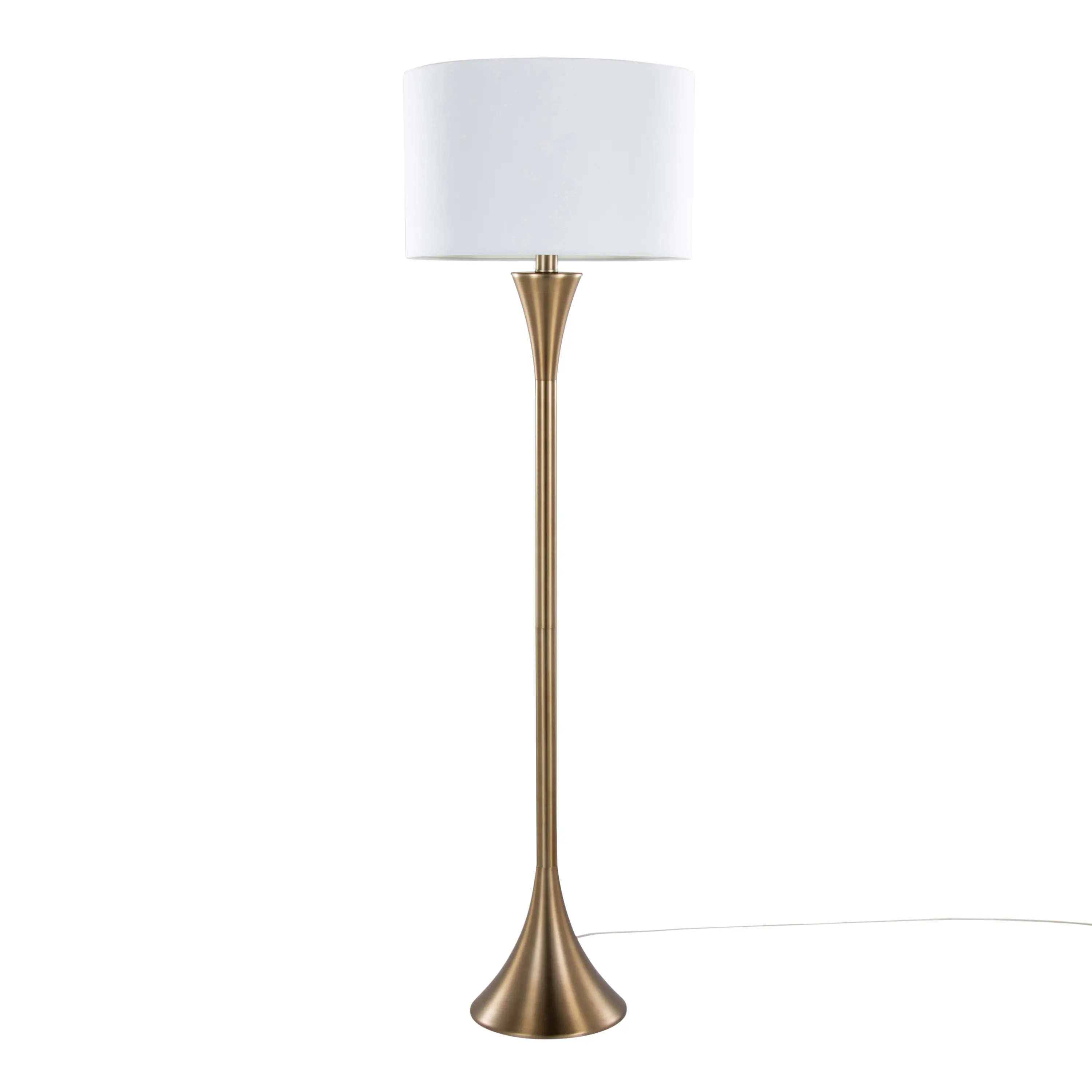 Nokaa Contemporary Metal Floor Lamp 65 Inch Tall Matte Golden Bronze Finish with White Linen Shade for Living Room Bedroom Office Reading Corner Standing Light, Home Furniture and Household Product Search Terms for US Online Shopping