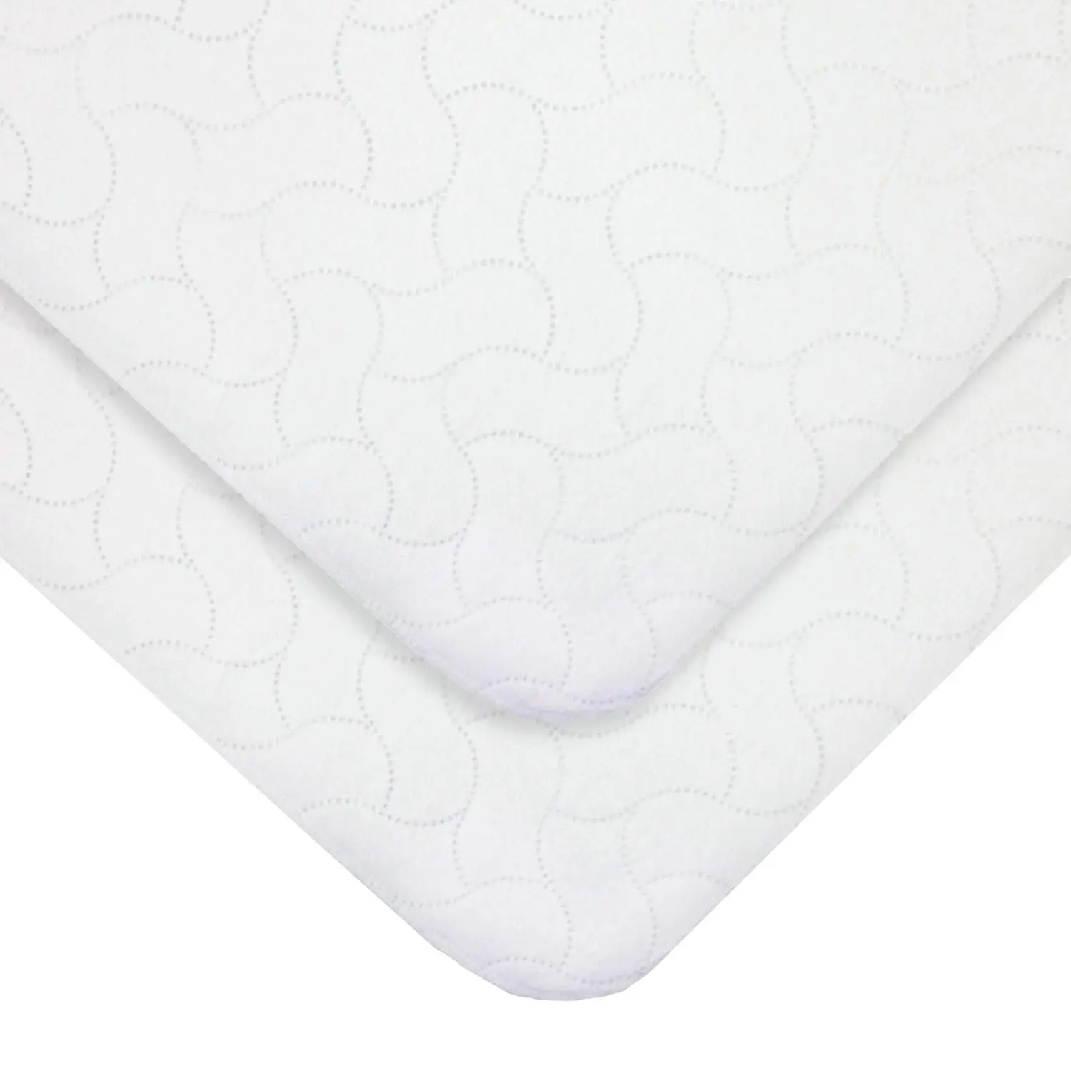 2 Pack Waterproof Reusable Embossed Quilt-Like Flat Crib Protective Mattress Pad Cover for Babies, Adults and Pets, White