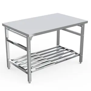 Heavy Duty NSF Stainless Steel Folding Work Table - 48 x 30 Inch Commercial Prep Table with Adjustable Undershelf - Easy Clean, Space Saving, Galvanized Legs - Ideal for Restaurant, Kitchen, Home, Outdoor, Hotel