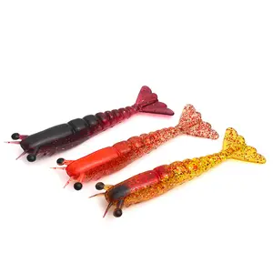 DeepJaw Outfitters 2 Pack Realistic Armored Craw Shrimp Soft Baits, Durable PVC Simulation Shrimp Fishing Lures, Bionic Crustacean Soft Plastics for Inshore Salt & Freshwater Angling, Target Bass Walleye Crappie Snook