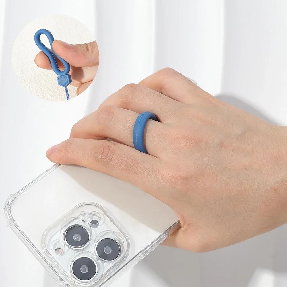 Soft Silicone Wrist Strap Lanyard for IPhone 15 14 Samsung S24 Xiaomi Keychain Lanyards Finger Ring Mobile Phone Hanging Rope