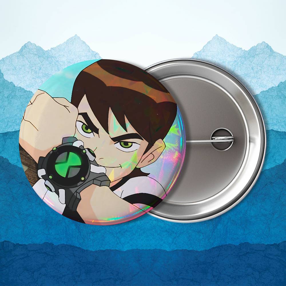 Art Alien Force B-Ben 10 Cool Round Exquisite Badge Brooches Creative Pins For Clothes Hat Backpack Gift Accessories