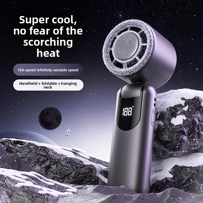 DS23 Mini Portable Handheld Superconducting Cooling Fan - 3-in-1 USB Rechargeable Fan with 3000mAh Battery, 5-Speed Adjustment, 180-Degree Rotation, Adjustable Airflow, Long Runtime for Travel, Office Use cooling fan for car