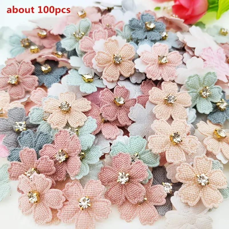 100 Floral Glitter Stickers for Hats, Headbands, Clothing, DIY Decorations, Adhesive Backing, Perfect for Craft Lovers, Jewelry Making Gift