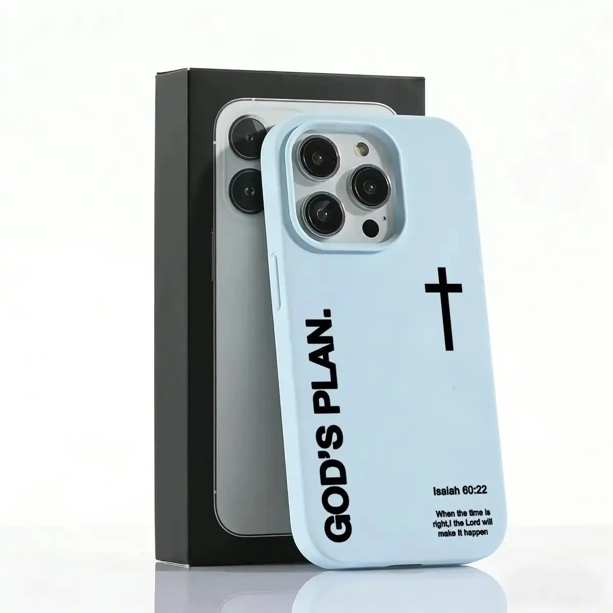Easter Theme "God's Plan" Bible Verse Cross Smartphone Phone Case - Durable Shockproof Silicone Skin-Feel Casing for iPhone 17/16/15/14/13/12/11 Plus/Air/Pro Max, Cellphone Cover for Devices, Shockproof Protective,Timeless Religious Gift