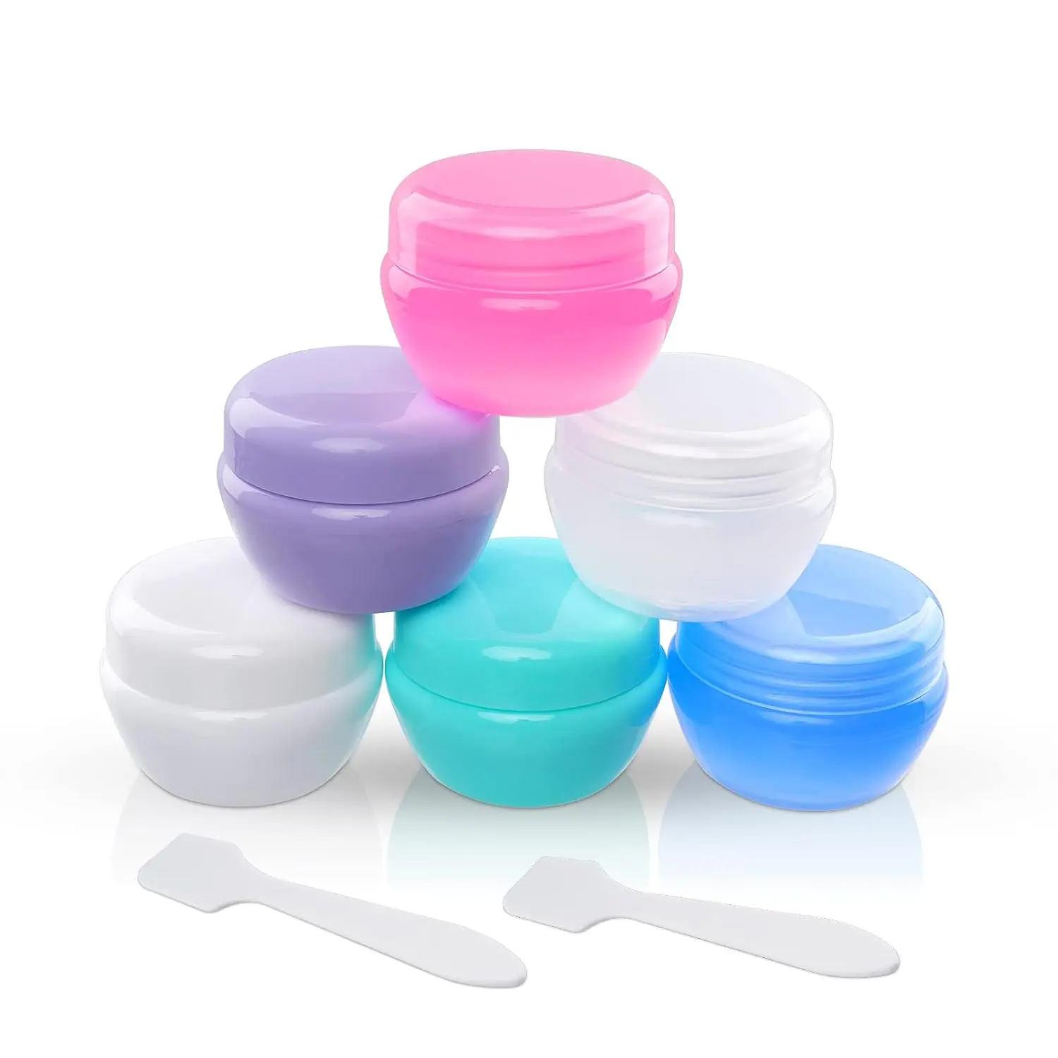 Small Travel Containers Plastic 6 count Travel Jars for  | TSA Approved, Refillable  Containers, Leak-proof, Travel Size Containers with Lid, for Lotion, Makeup