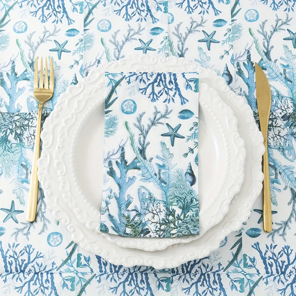 Hawaiian Tropical Theme Decorative Paper Napkins, Coral Branch Pattern, 20/40/60/80/100 Sheets, Perfect for Weddings, Birthdays, Parties, Home Gatherings
