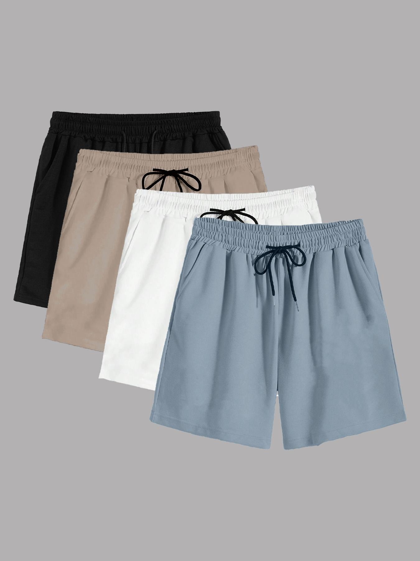 Men's Solid Drawstring Waist Pocket Sleep Shorts, Regular Fit Casual Comfy Pajama Shorts for Summer, Men's Loungewear for Daily Home Wear