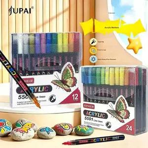 12/24 Color Acrylic Marker Set, 1mm Fine Tip, High Coverage, Quick Dry, Waterproof, Fade-Resistant, Ideal for Stone, Wood, Glass, Canvas, DIY, Nail Art, Phone Case