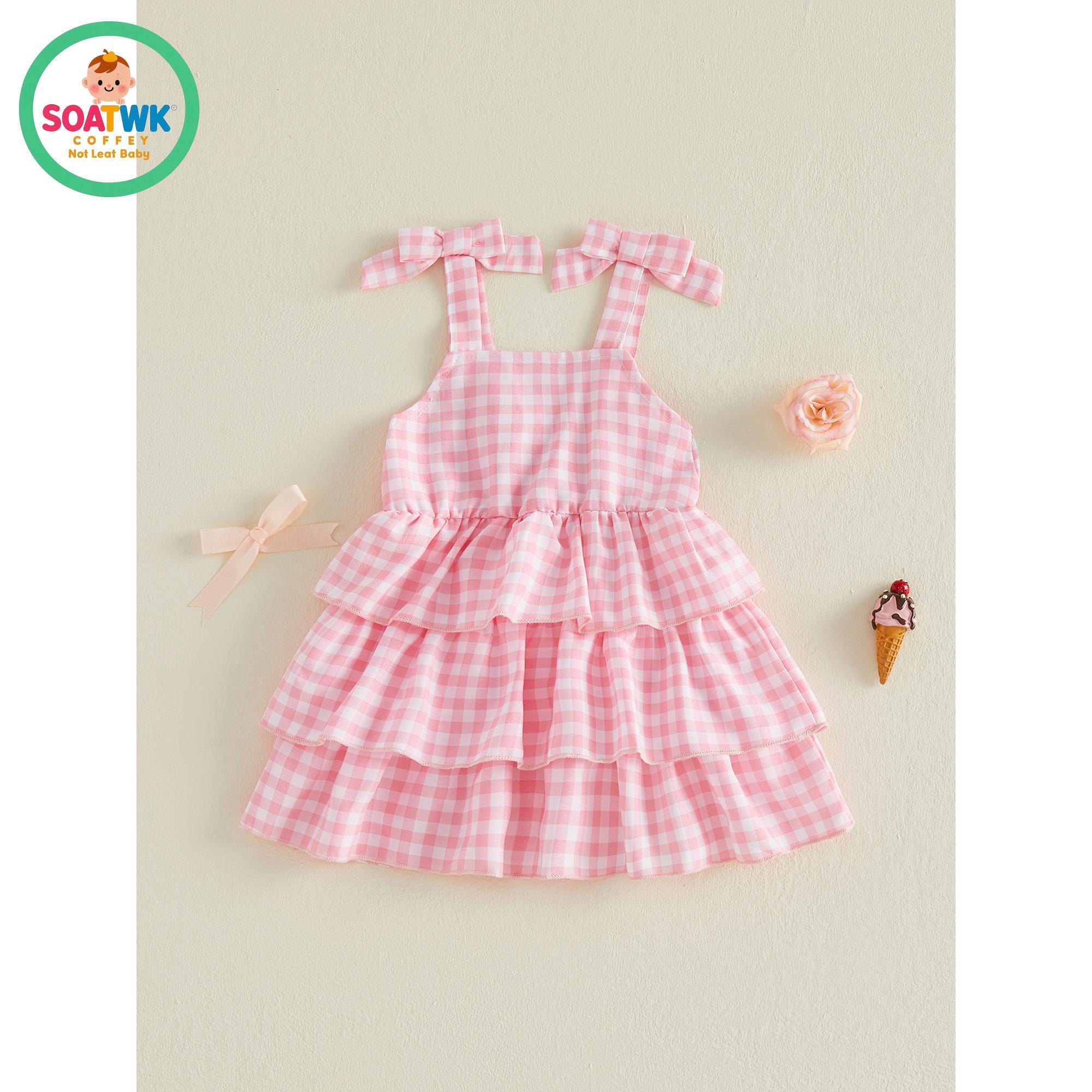 Toddler Girls Summer Dress Casual Layered Hem Plaid Print Cute Bow Sleeveless Dress for Cute Clothes Toddler Girls Summer Dress Casual Layered Hem Plaid Print Cute Bow Sleeveless Dress for Cute Clothes