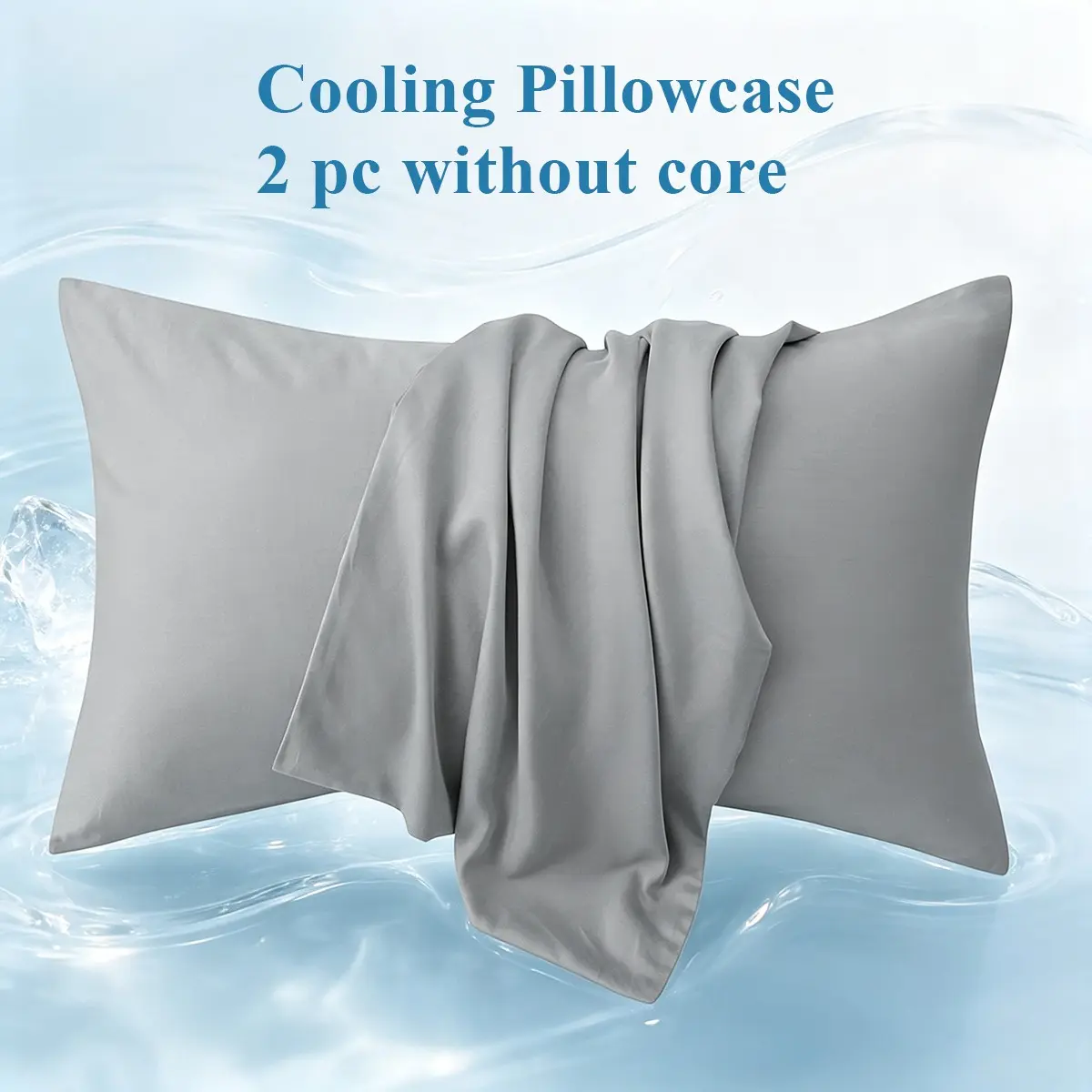 2 pc Cooling Pillow Cases Queen King Size, Smooth Wrinkle-Free and Soft Pillowcases, Envelope Closure, Machine Washable for Hot Sleepers & Night Sweats, Gift for Men & Women
