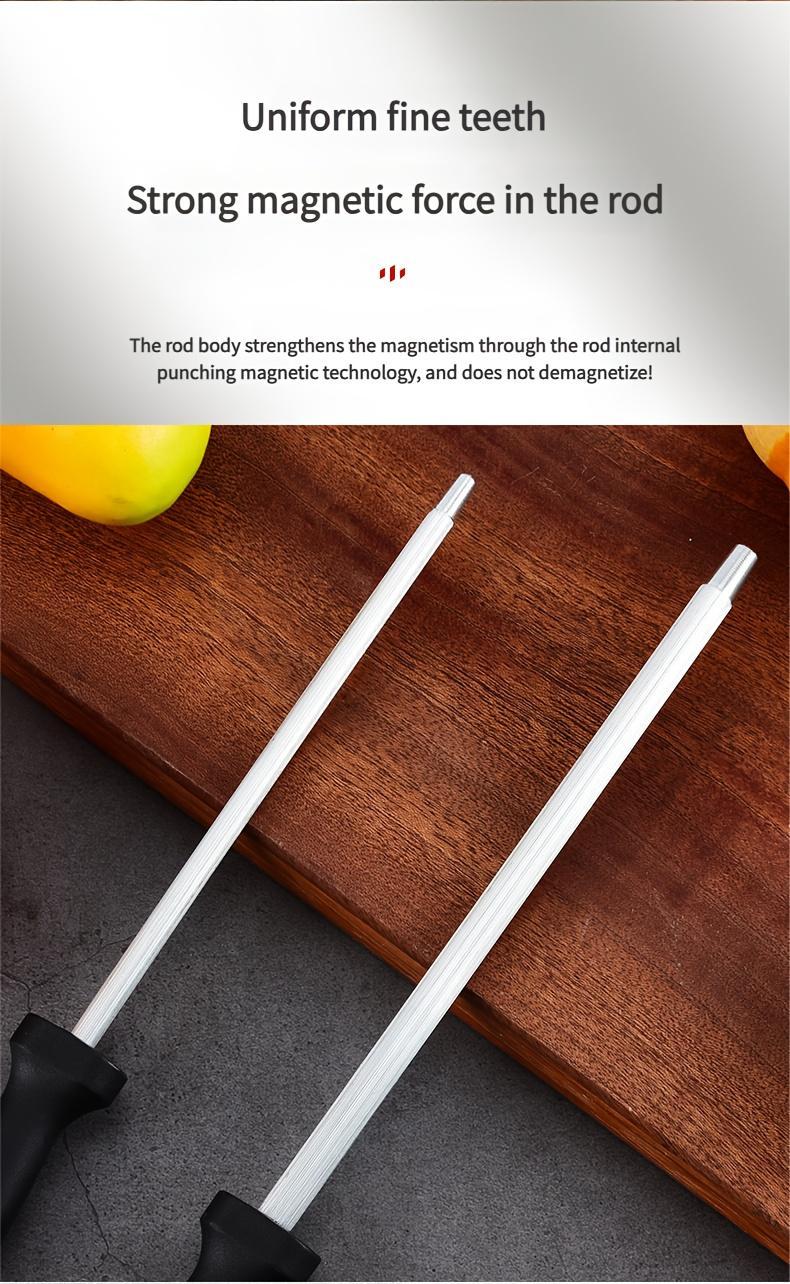 A Handheld Kitchen Knife Sharpening Tool, Featuring a Multifunctional Quick Sharpening Stone for Knives And Scissors. It Includes a High-Carbon Steel Manual Sharpening Rod with a 1500 Grit Diamond-Like Grinding Surface