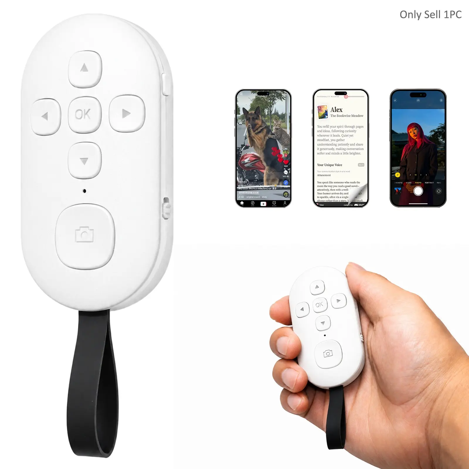 2026 Upgraded TikTok Scrolling Bluetooth Remote, Wireless Smartphone Controller with eBook Page Turner, Volume Adjustment, Like, Play Pause and Camera Shutter