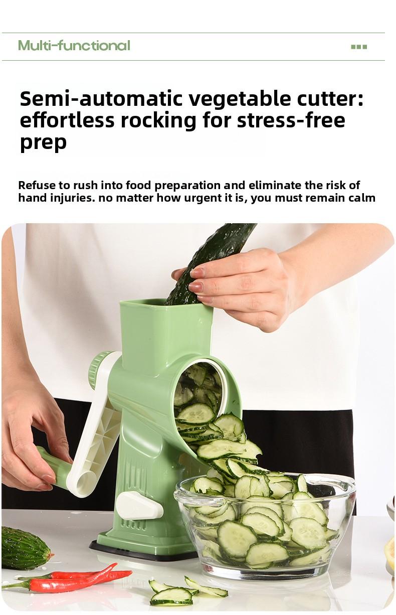 Rotary Cheese Grater, 1-Count Manual Vegetable Chopper with 3 Replaceable Stainless Steel Cutting Blades, Vegetable Shredder and Slicer, Multifunctional Kitchen Utensil, Vegetable Slicer Dicer, Summer Gift # GLOBAL PICKS