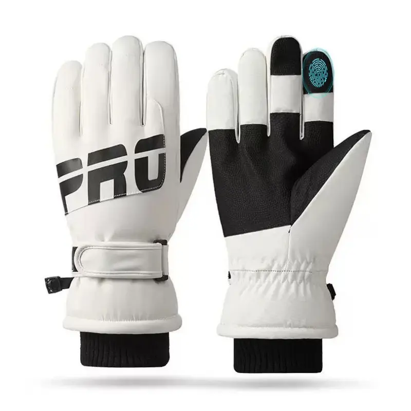 Touch Screen Ski Gloves Thick Fleece Lined Windproof Thermal Winter Hand Covers Adjustable Wrist Cuff Anti Slip Palm Gloves For Snowboarding Skating Cold Outdoor Snow Sports