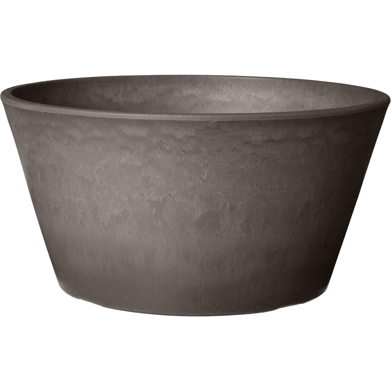 Pot Collection TD25DC Plastic/Stone/Wood Composite Shallow Bulb Pan - No Drainage Hole (Drillable), Planter for Succulents, Bonsai, Fairy Gardens, Herbs, 10-inch, Dark Charcoal