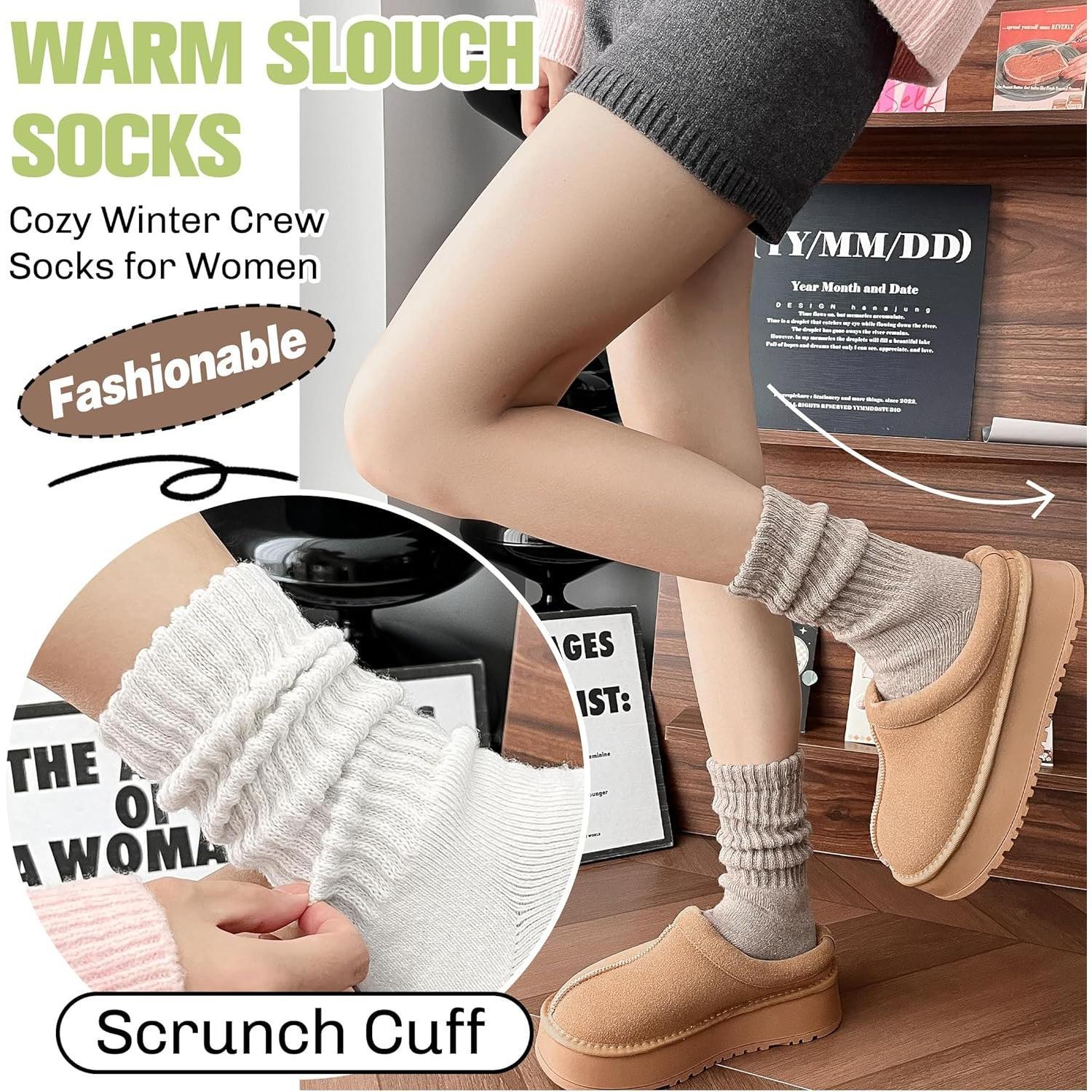 Merino  Slouch Boot Socks Thermal Warm Winter Thick Scrunch Cozy Crew Socks for Women 4 Pairs JianShuLuxe