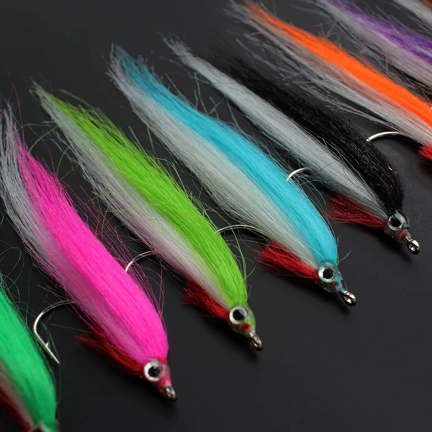 20 count 1/0 UV Colors High Carbon Hook  Fry Salmon Trout Sea Bass Steelhead Minnow Fly Fishing Flies Lure Set