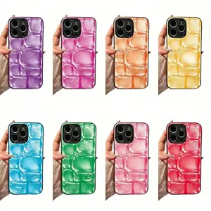 Crushed ice phone case, 3D optical illusion printed glass cover: a sensory interactive version to ease anxiety, compatible with iPhone 17/16/15/14/13/12/11 and Samsung models, made of TPU material, shockproof protection, minimalist style