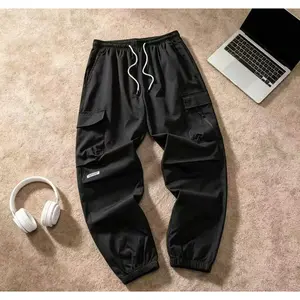 Men's Black Utility Cargo Jogger Pants Lightweight Quick Dry Multi Pocket Tapered Streetwear Trousers Techwear Y2K Urban Outfit Viral Men Fashion Summer Fit Casual Wear
