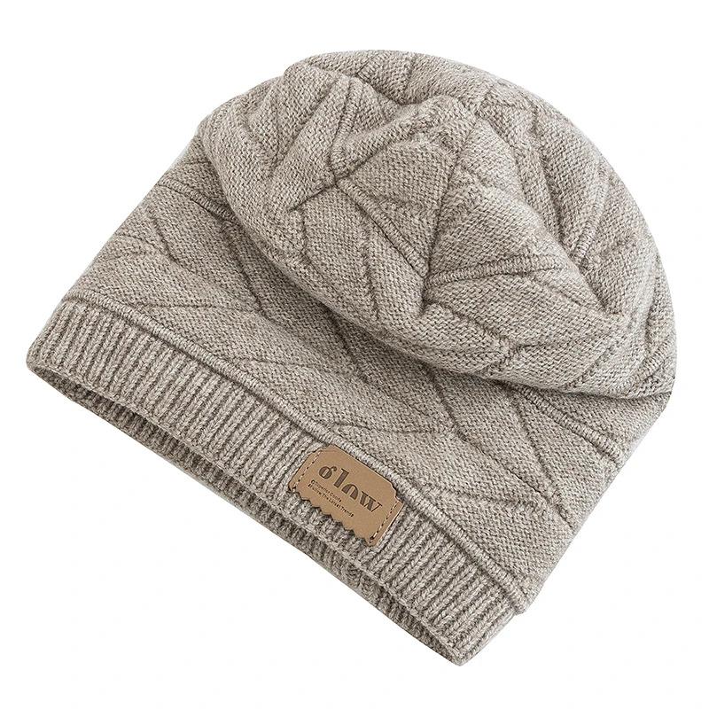 New Unisex Beanie Hats For Men & Women Outdoor Ski Sports Winter Hat Letter Label Decor Plush Fur Lined Warm Knitted Hat