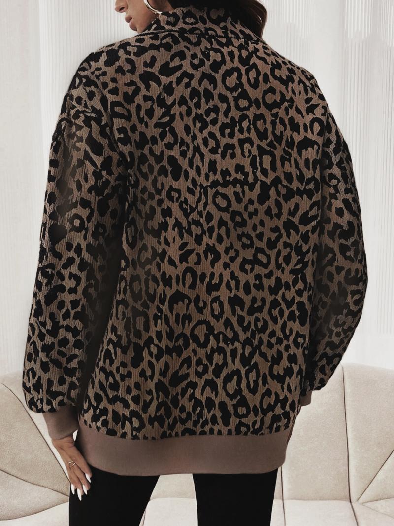 Women Casual Zip Up Front Corduroy Long Sleeve Leopard Print Sweatshirt,Fall Clothes Women Casual Zip Up Front Corduroy Long Sleeve Leopard Print Sweatshirt,Fall Clothes