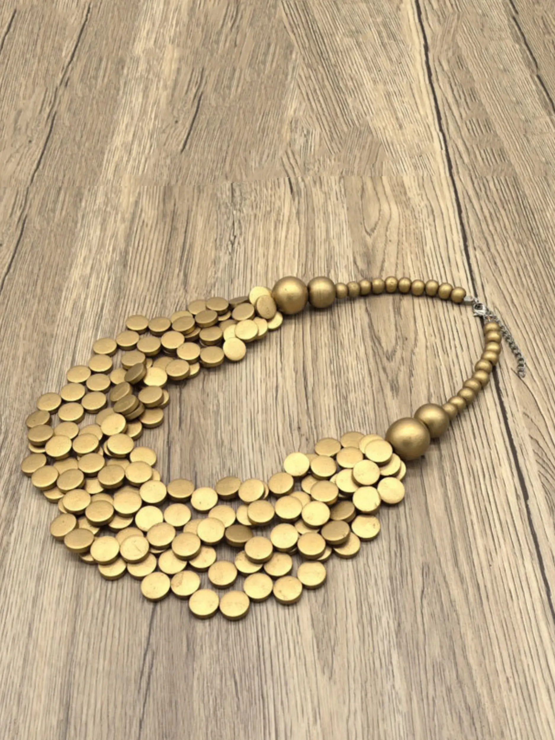 2026 New  Wooden Disc Beaded Bib Necklace, Multi-Color Layered Statement Jewelry, Bold Bohemian Fashion Necklace for Daily & Party Wear