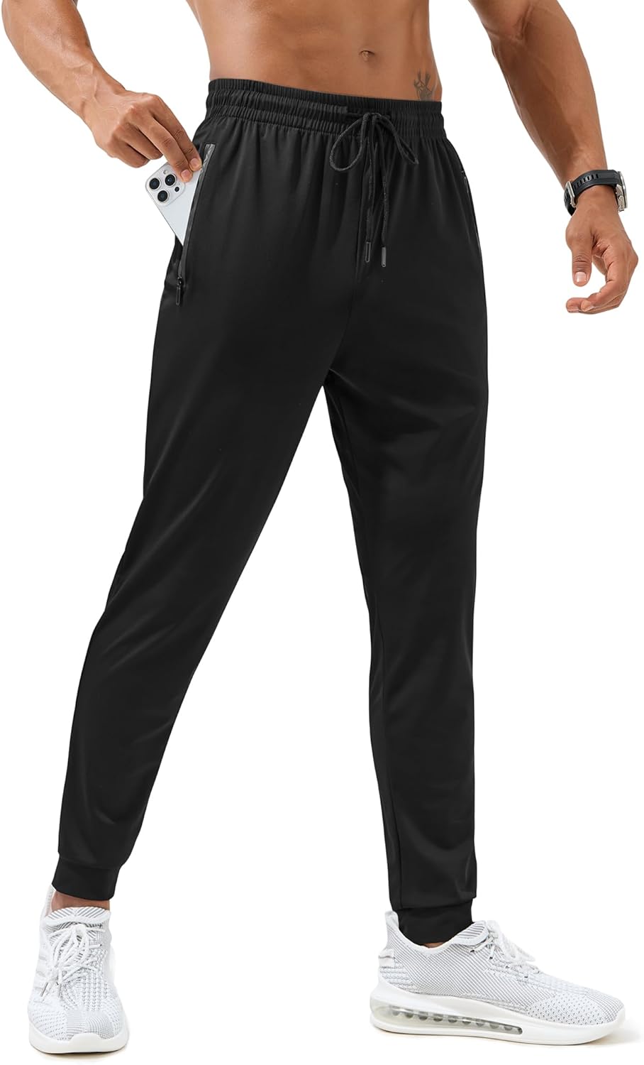 Mens Sweatpants with Zipper Pockets - Lightweight Athletic Joggers for Workout, Running, Gym, Track, Casual Wear