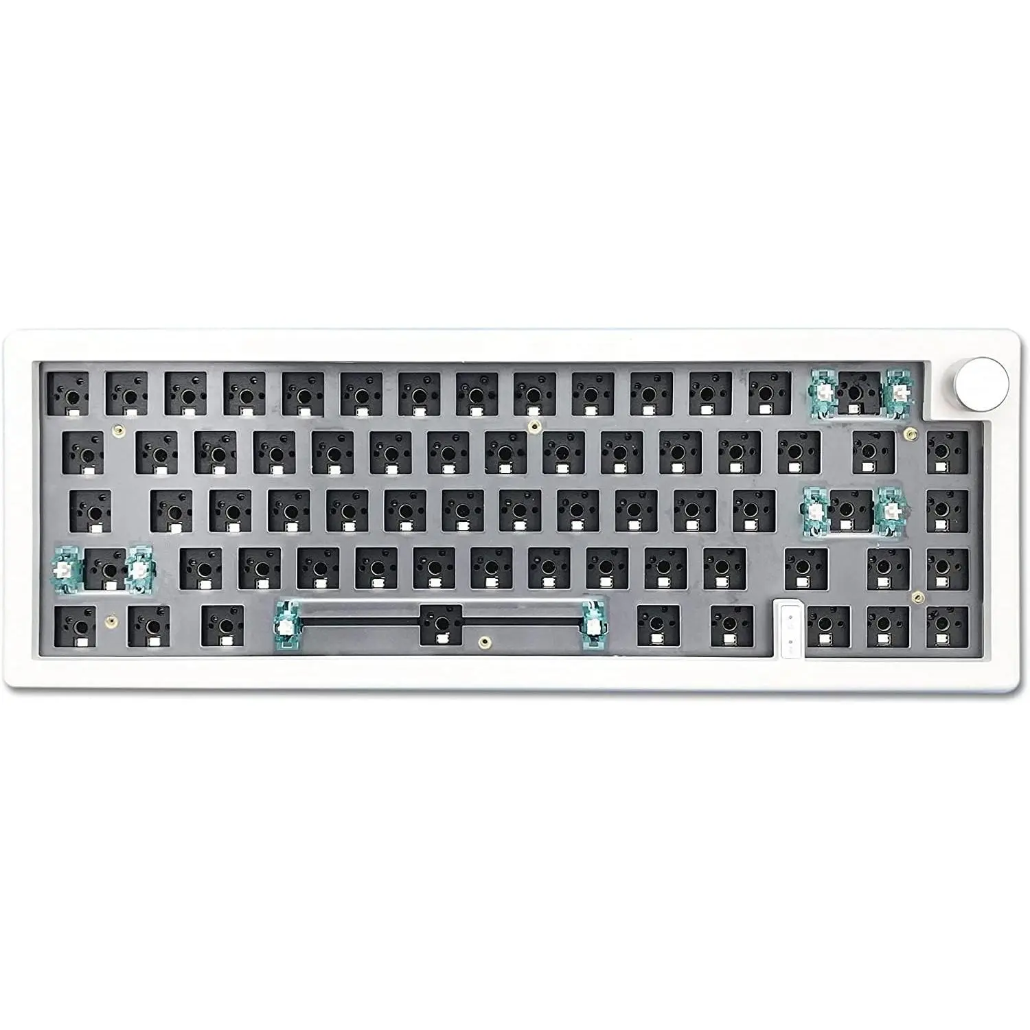 GMK67 Barebones Keyboard Kit,VIA Programmable Custom BT5.0/2.4GHz/Type-C Tri-Mode Gasket Mounted Hot Swap RGB 4000mAh  65% Mechanical Gaming Keyboard DIY Kit with Knob(White)