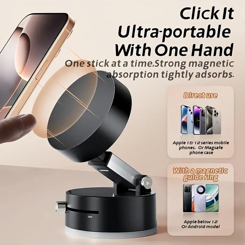 Vacuum Magnetic Suction Phone Holder, 2026 New Magnetic Suction Phone Mount, Foldable Portable Double-Sided Vacuum Magnetic Adsorption Adjustable Mobile Phone Holder
