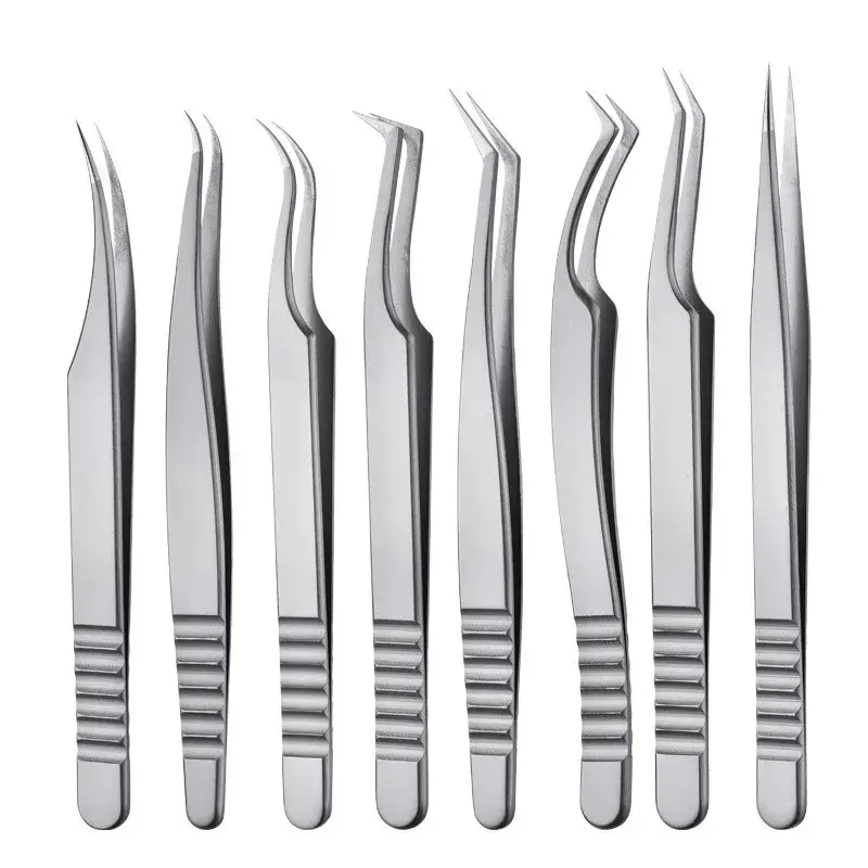 Professional Eyelash Extension Tweezers Set - High Precision Golden Feather & Dolphin Curve Lash Tweezers for Perfect Volume Fans - Essential Lash Tech Tools - Eyelashes Cluster Tweezers