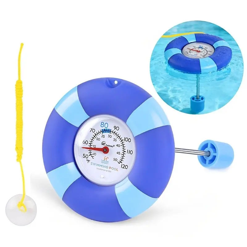 Floating Swimming Pool Thermometer with Stainless Steel Probe, Clear Scale, Precise Temperature Measurement, Ideal for Pools, Hot Springs, Fish Tanks