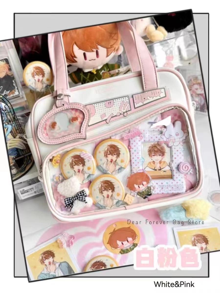 Unisex Graffiti Cartoon Fashion Ita Bag Japanese Style Kawaii Shoulder Crossbody Bags Transparent Front Pocket DIY Tote Handbags