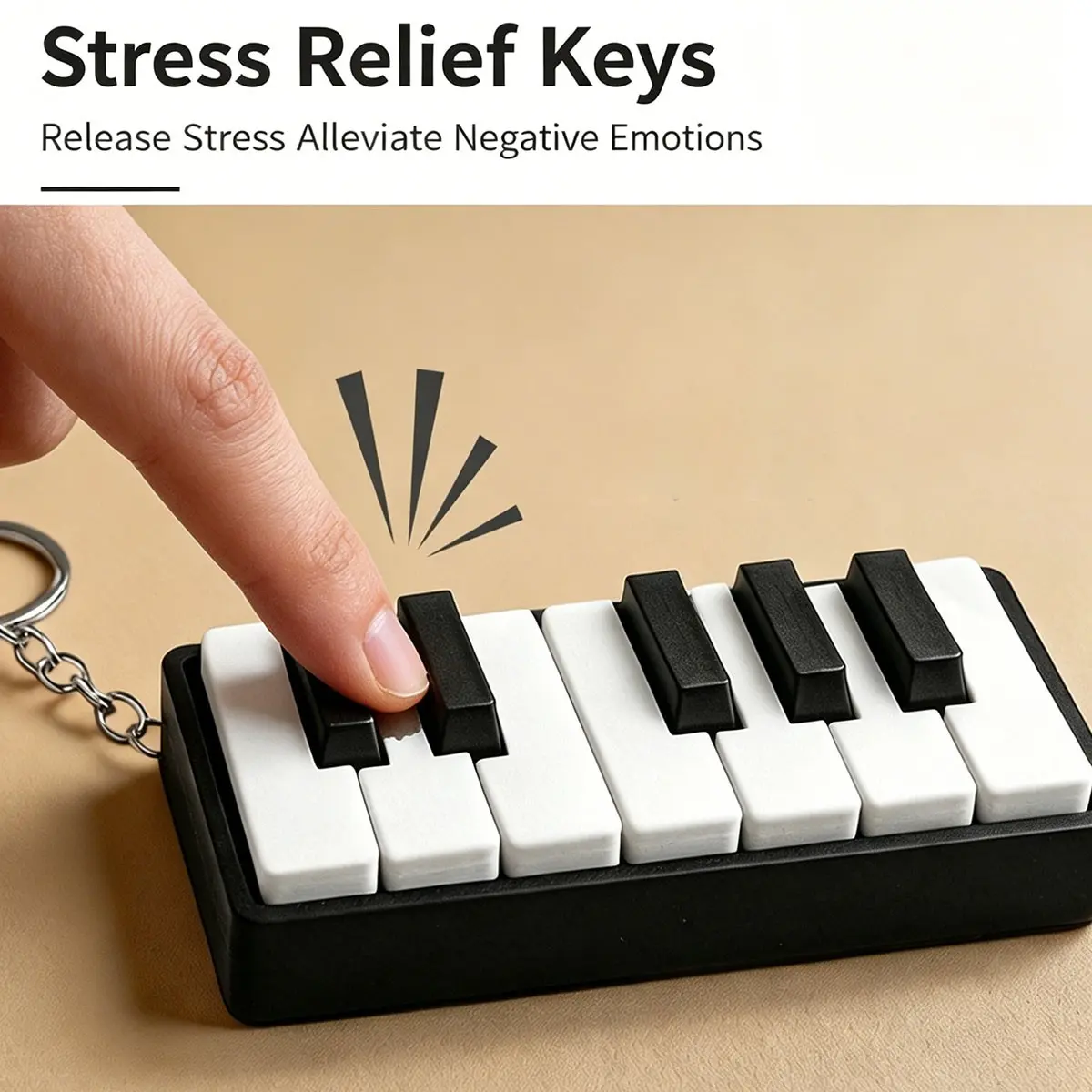 3D Printed Mini Trumpet Keychain, Piano Keyboard Design, Pressable Keys, Perfect Birthday Gift, Office Stress Relief Decor, Pla Material